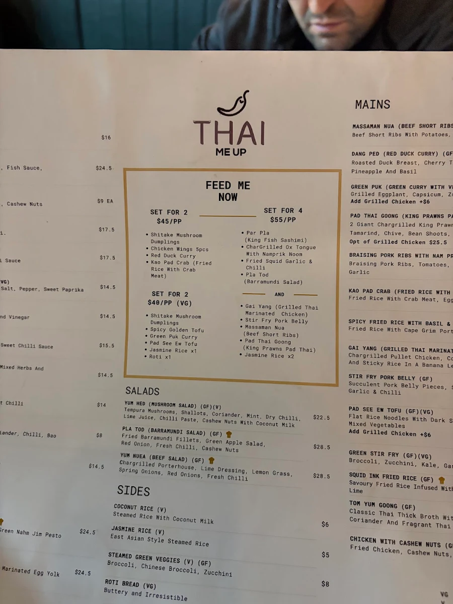 Menu, Thai Me Up - Chapel St