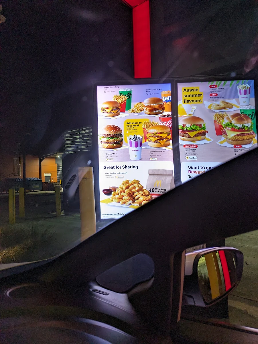 Menu, McDonald's Devonport Homemaker Centre