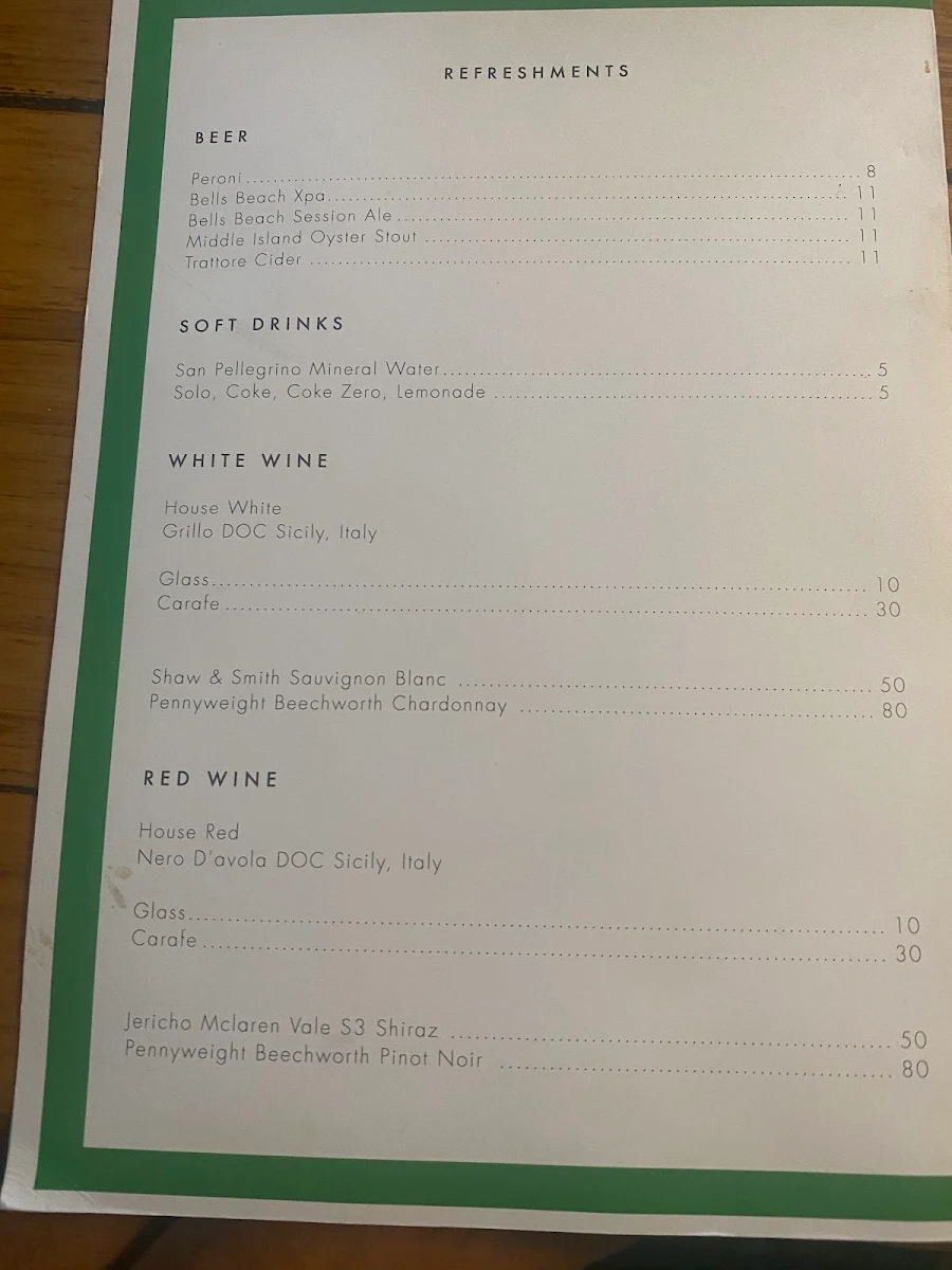Menu, Pizza Pizza