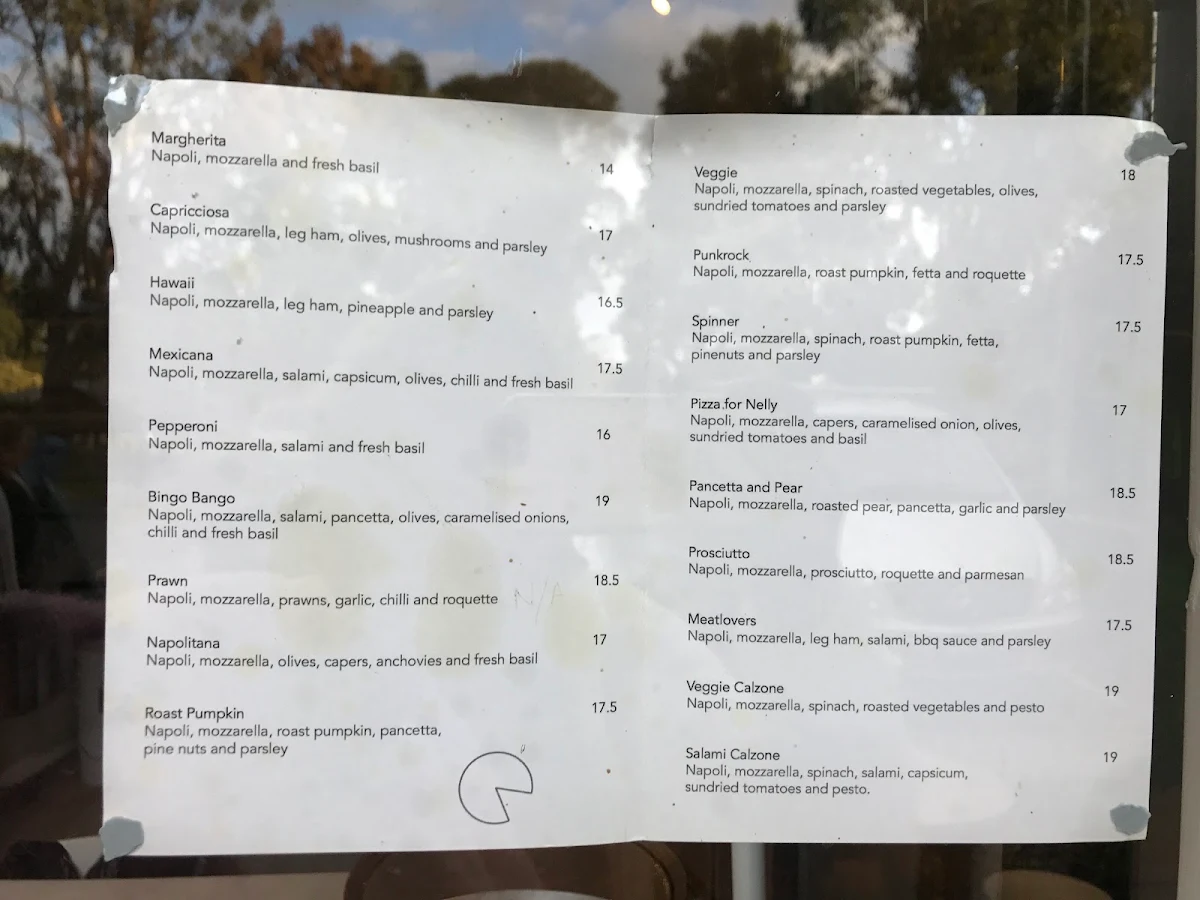 Menu, Pizza Pizza