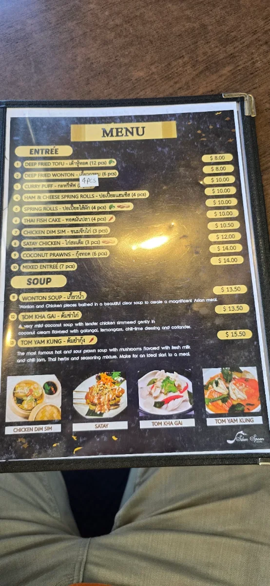 Menu, Silver Spoon Vincentia (Authentic Thai Food)