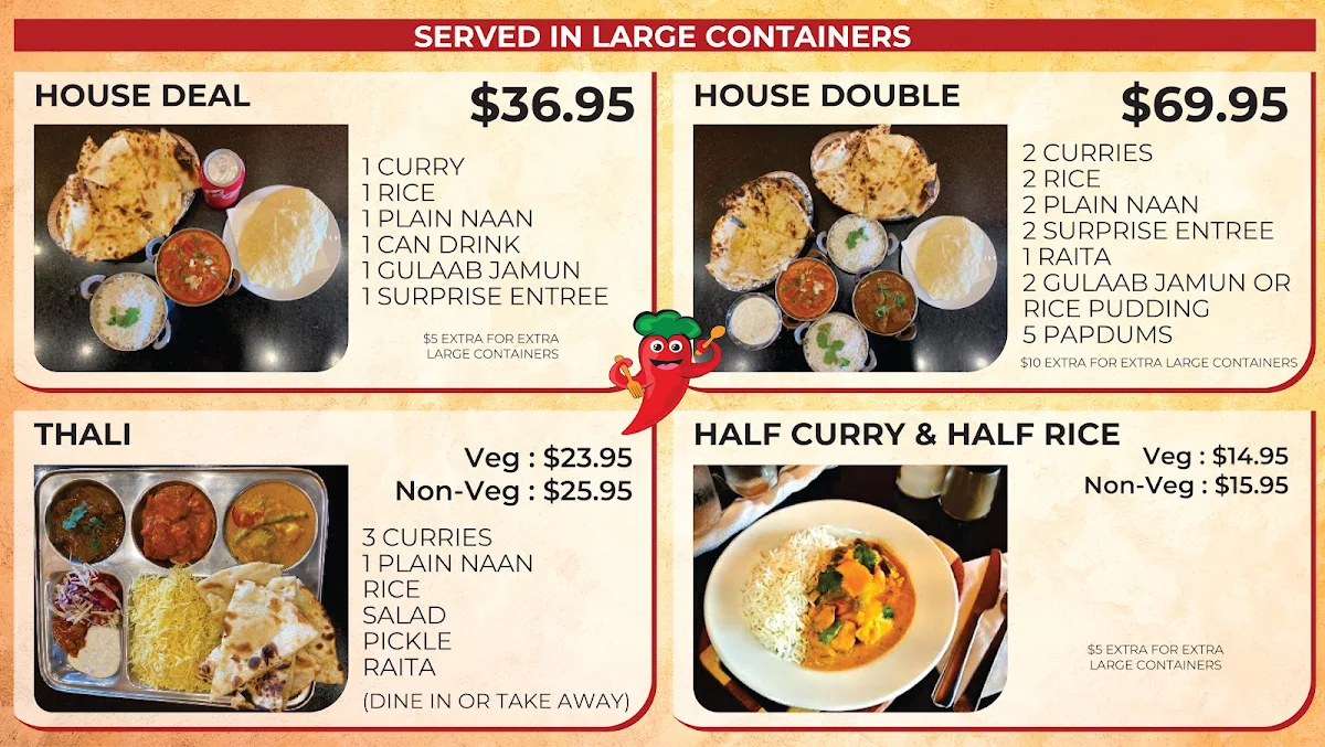 Menu, Punjabi Curry House Clayfield