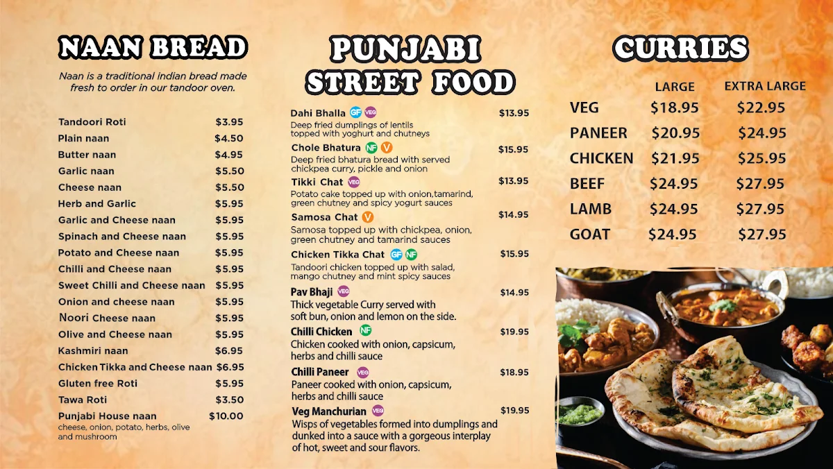 Menu, Punjabi Curry House Clayfield