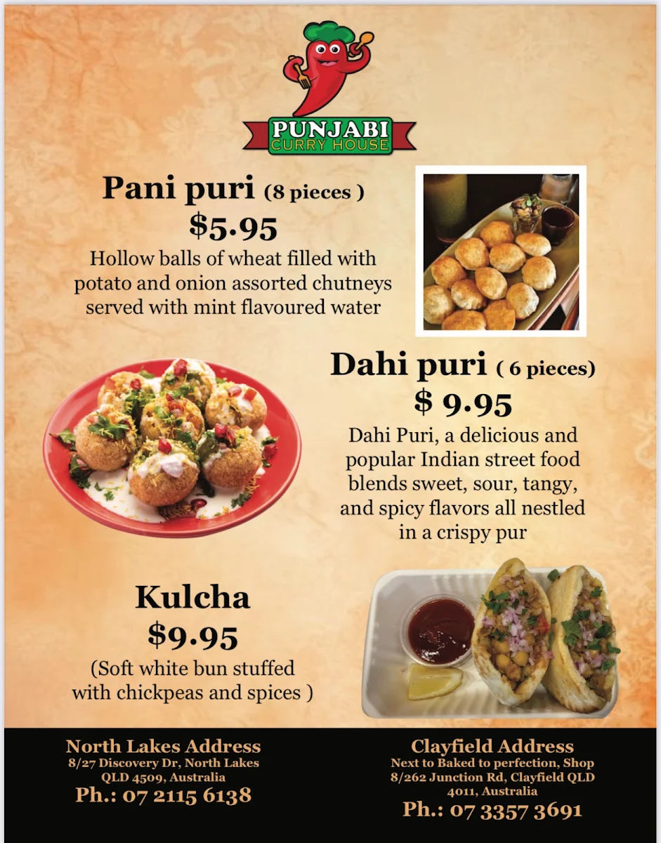 Menu, Punjabi Curry House Clayfield
