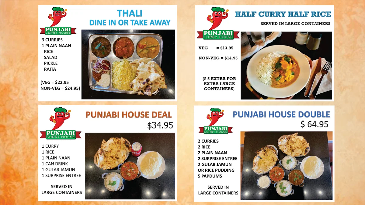 Menu, Punjabi Curry House Clayfield