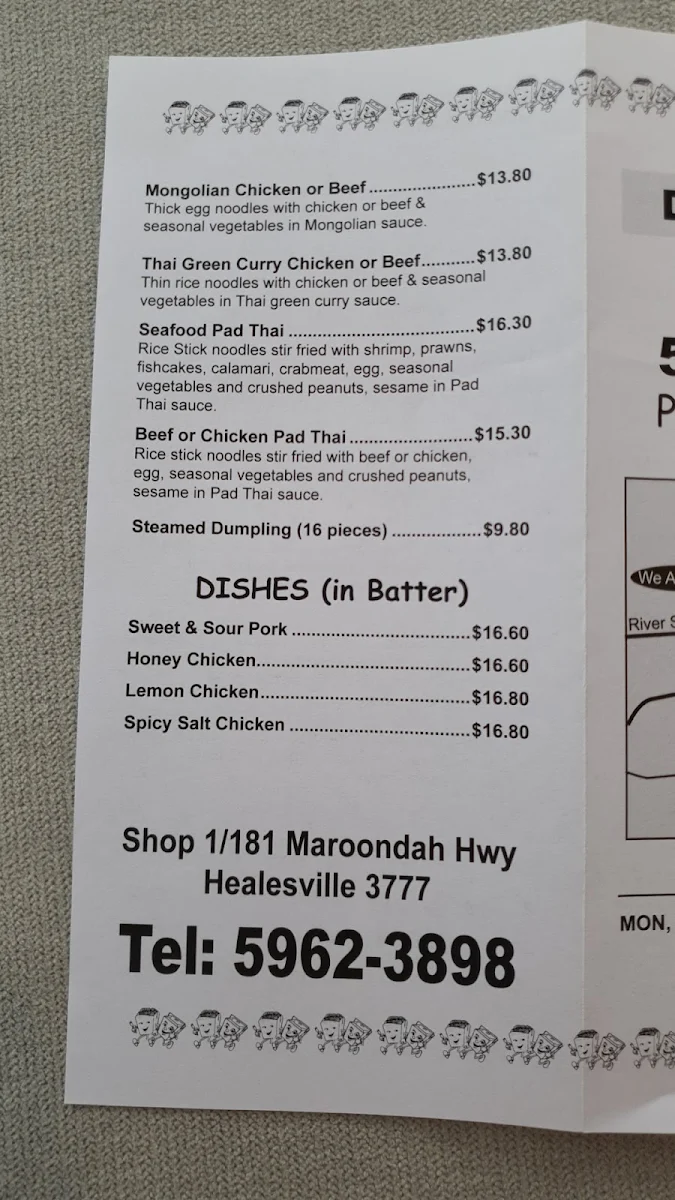 Menu, Express Noodles