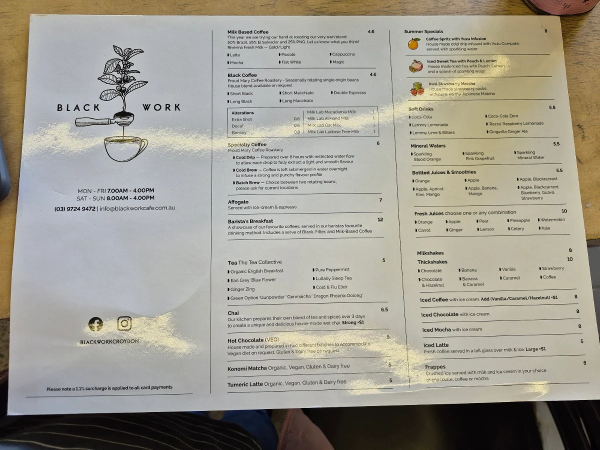 Menu, Blackwork