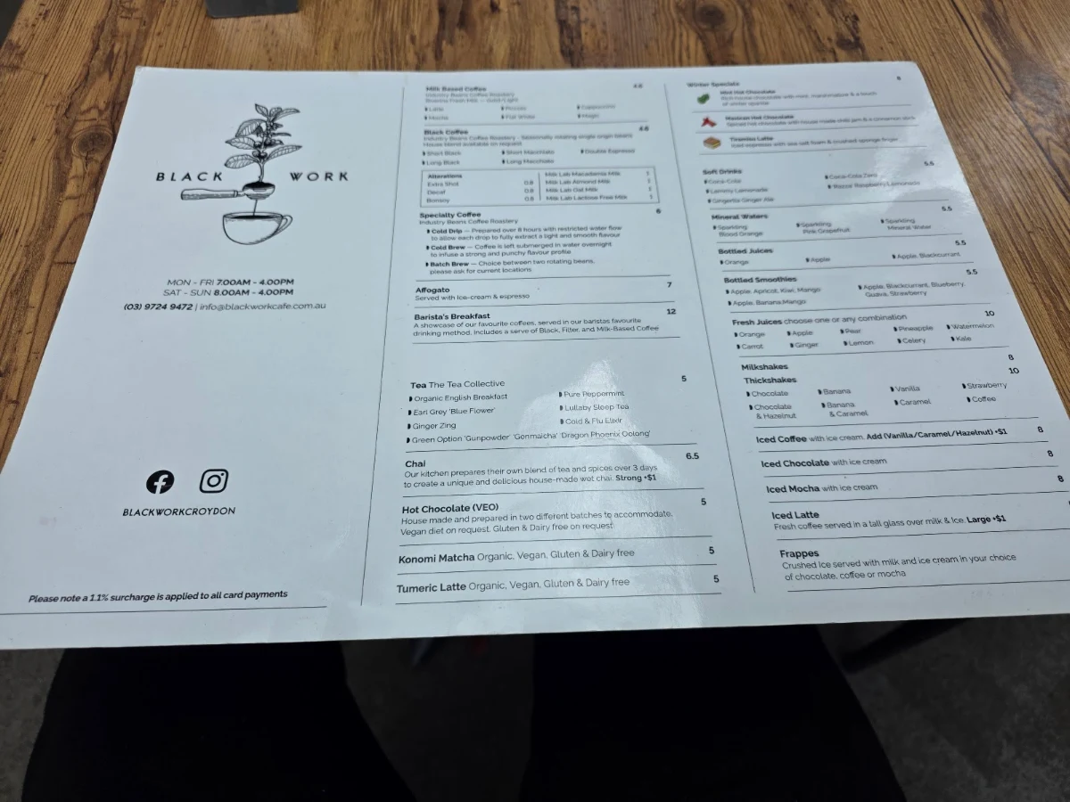Menu, Blackwork