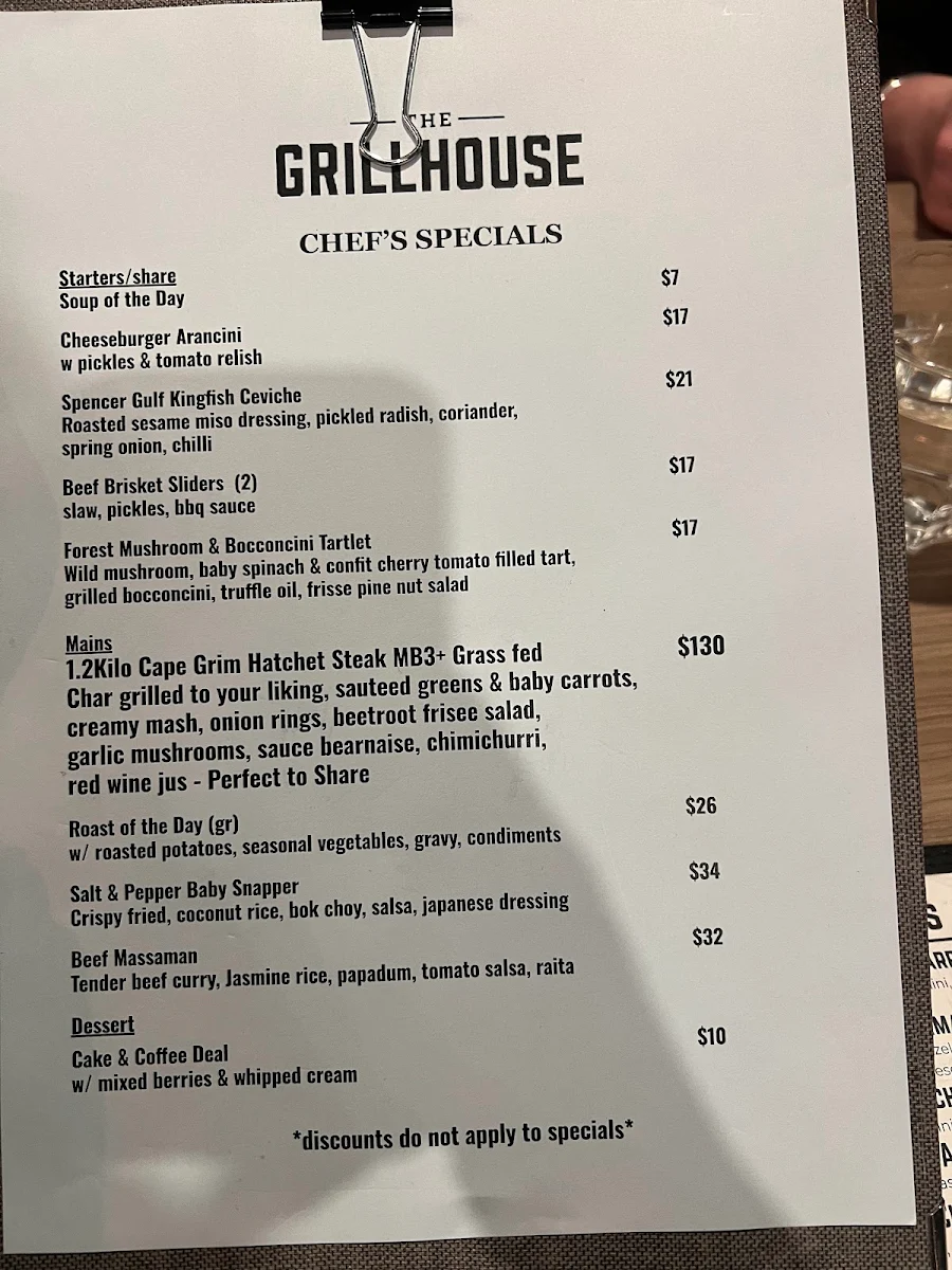 Menu, Blackburn Hotel