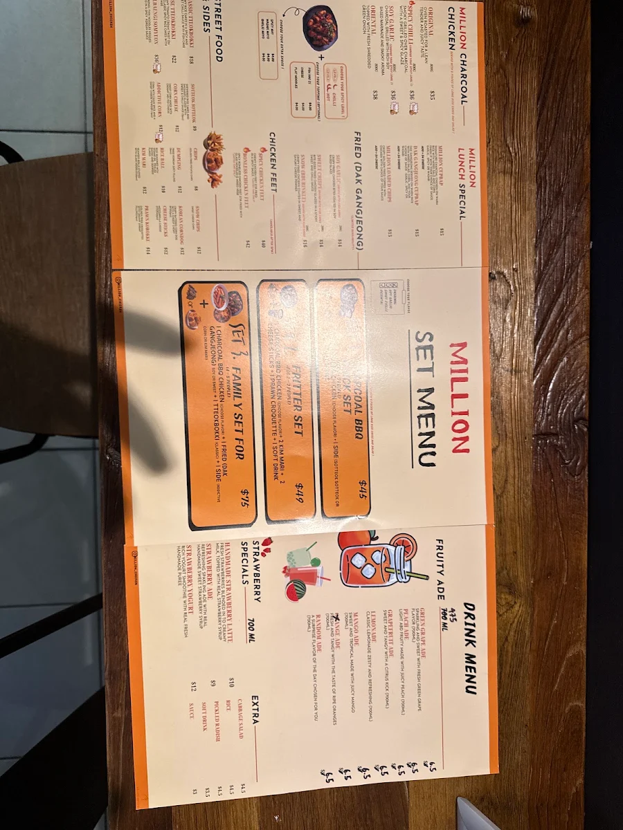 Menu, Million Chicken