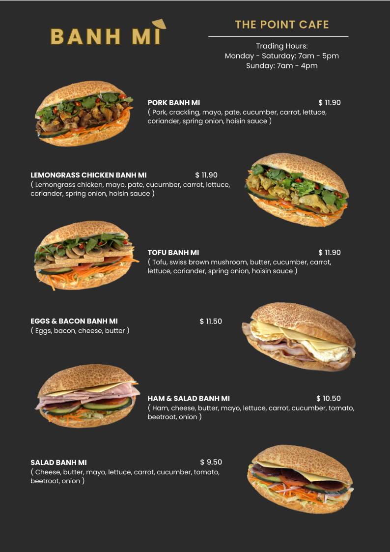 Menu, The Point Cafe