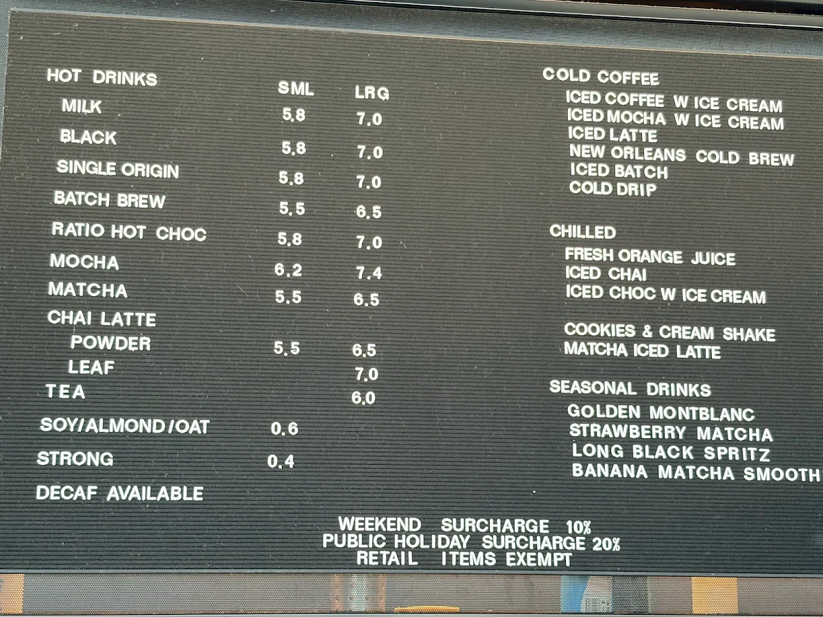 Menu, Axil Coffee Roasters Richmond