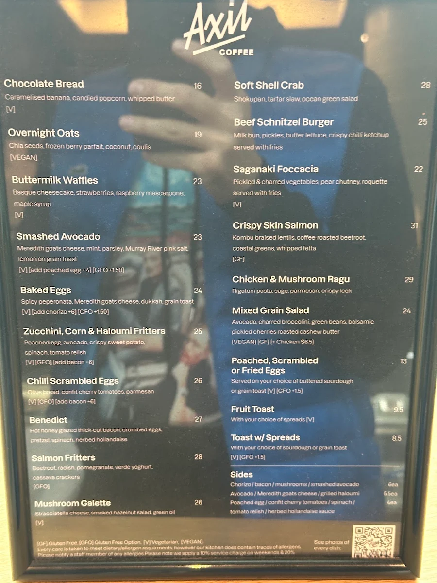 Menu, Axil Coffee Roasters Richmond