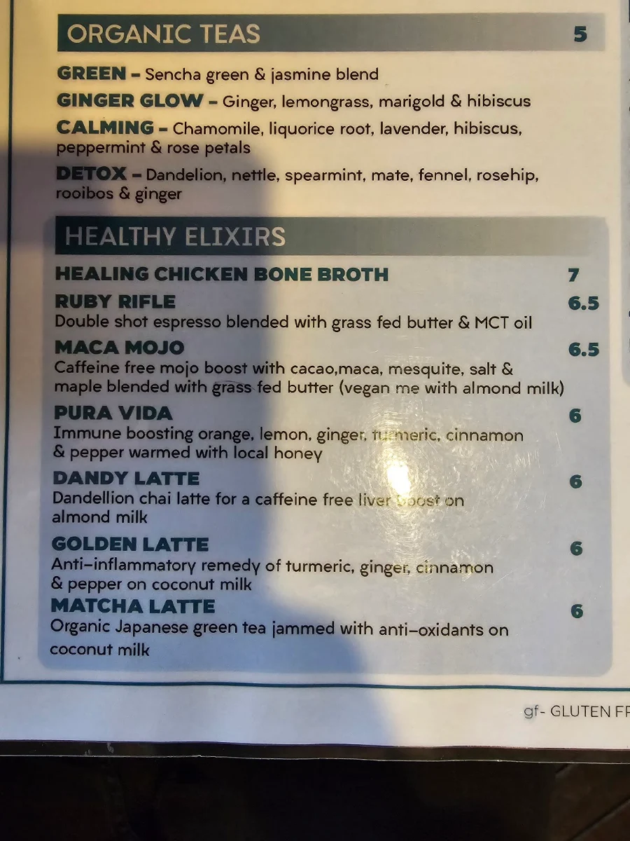Menu, Ruby Lane Wholefoods Cafe - Manly
