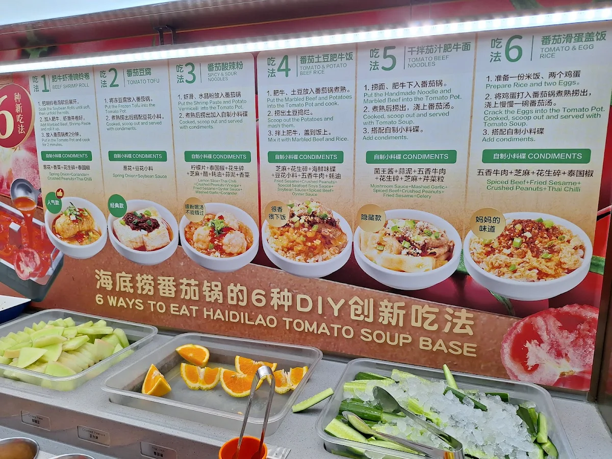 Menu, Haidilao Hotpot Darling Square