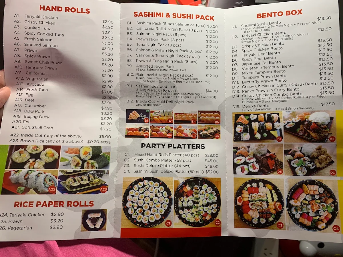 Menu, Sakura Sushi