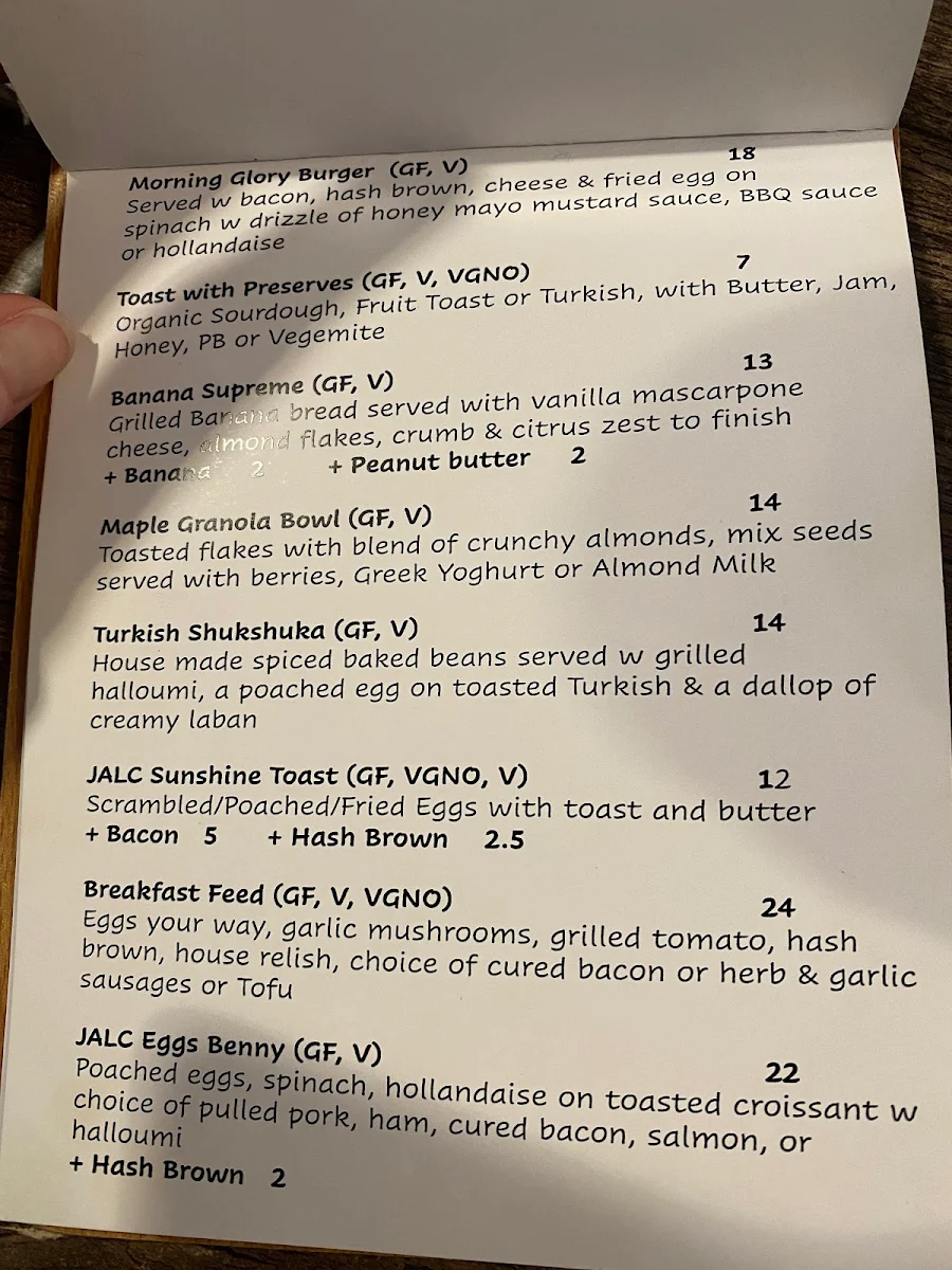 Menu, Just A Little Cafe