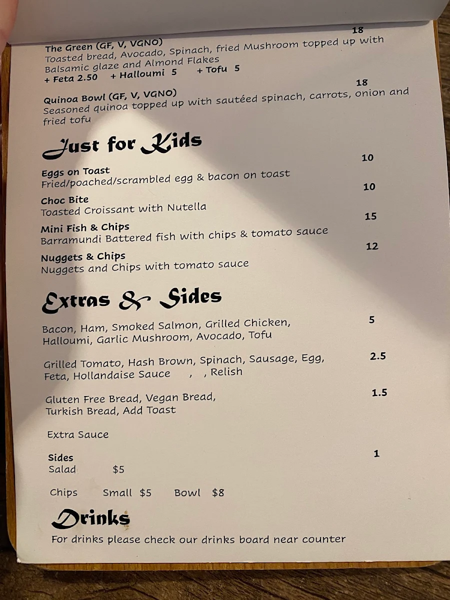 Menu, Just A Little Cafe