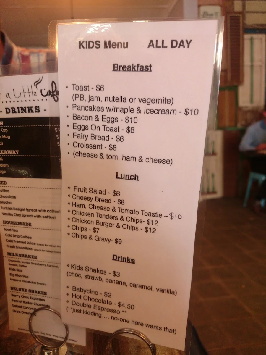 Menu, Just A Little Cafe