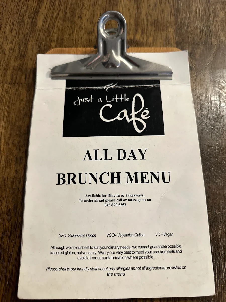 Menu, Just A Little Cafe