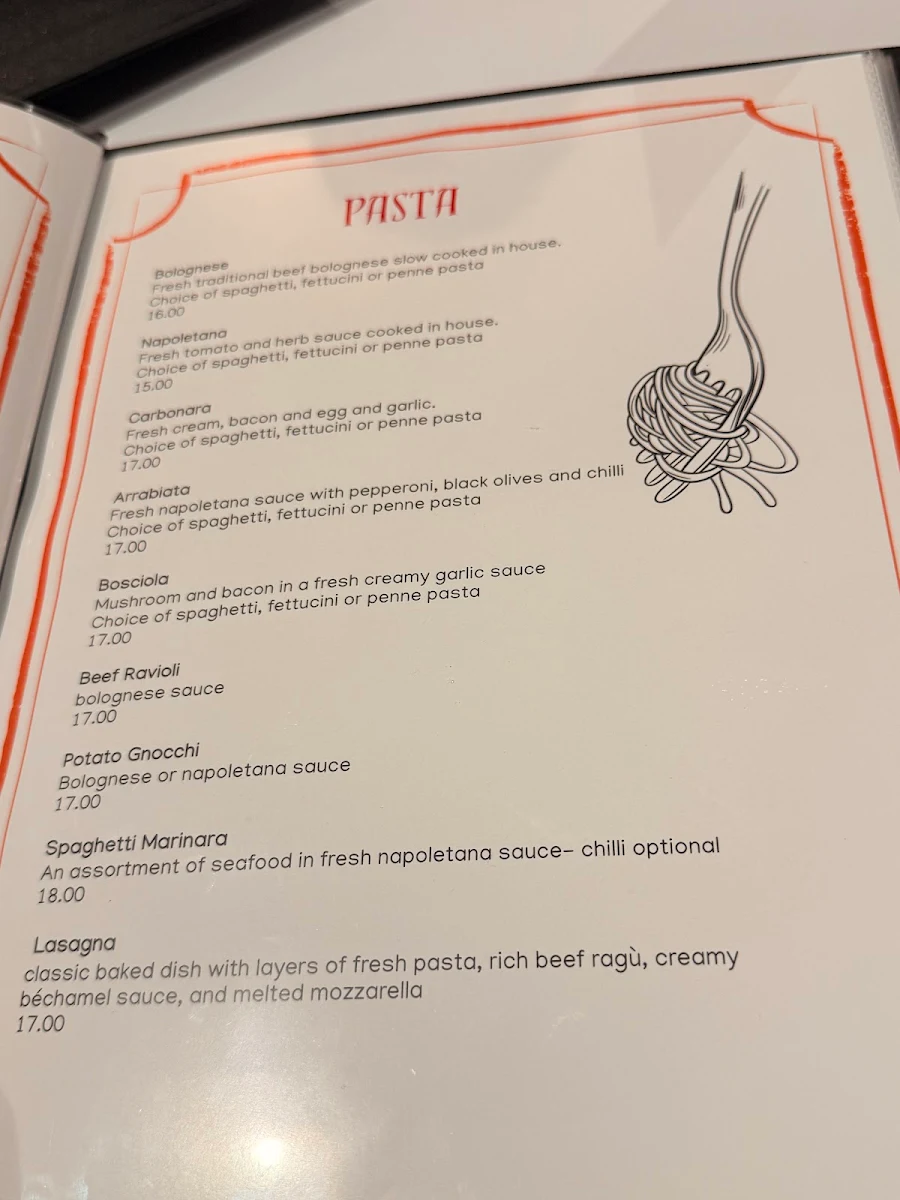 Menu, D'Amato Family Restaurant at Tullimbar