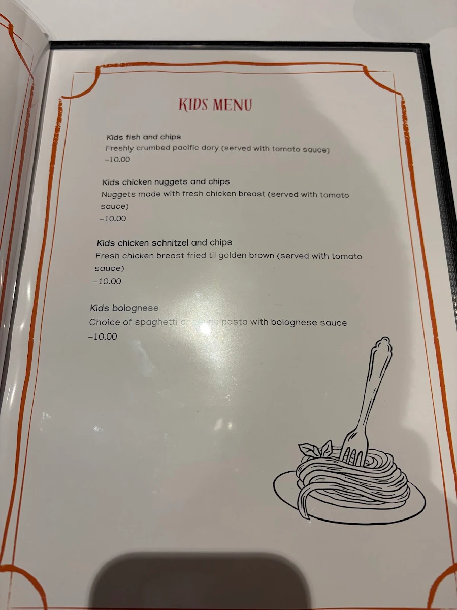 Menu, D'Amato Family Restaurant at Tullimbar
