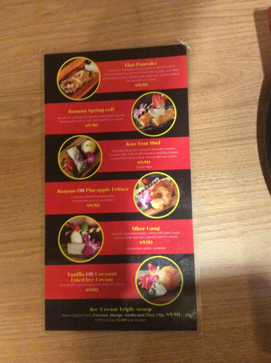 Menu, Mountain Thai Restaurant