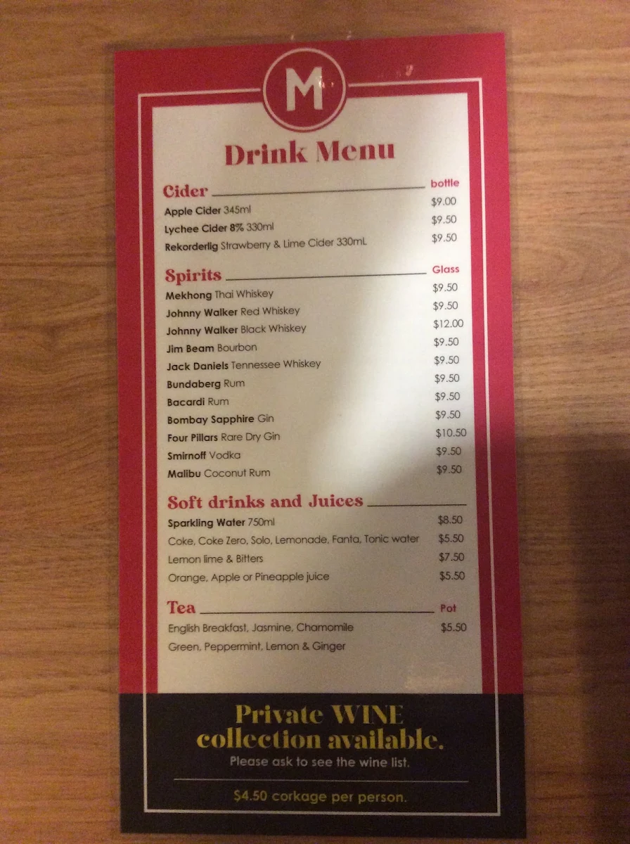 Menu, Mountain Thai Restaurant