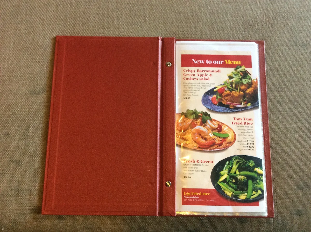 Menu, Mountain Thai Restaurant