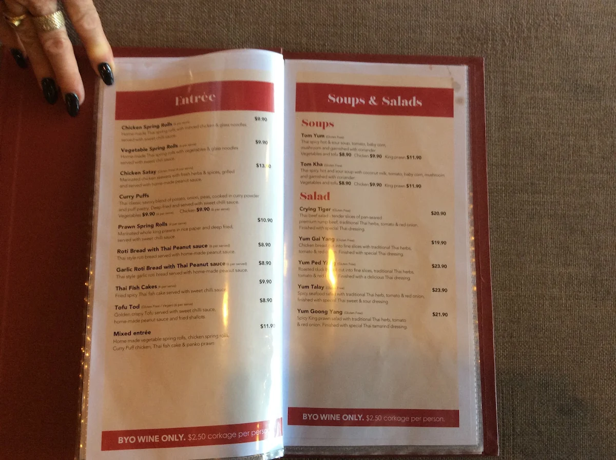 Menu, Mountain Thai Restaurant
