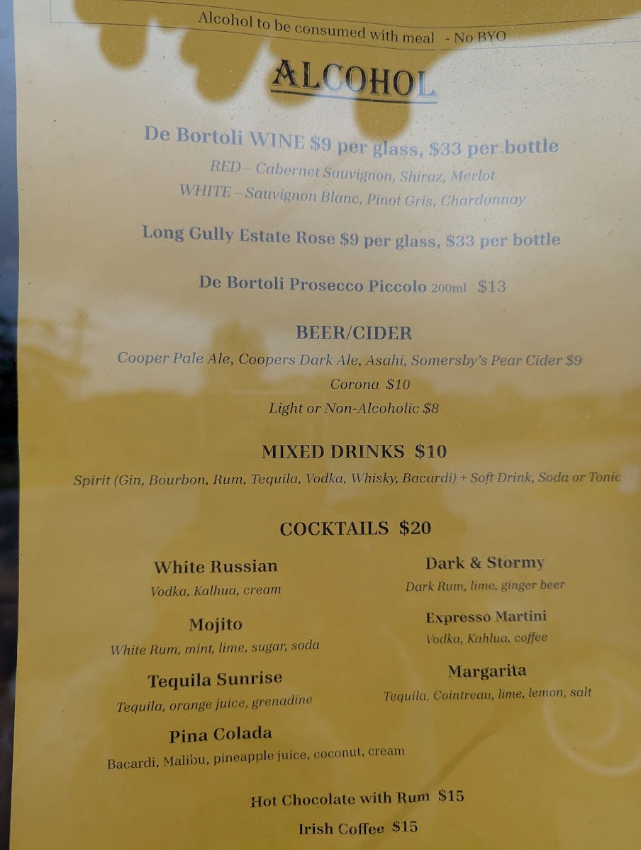 Menu, The River Rock Cafe & THAI / MEX FOOD and LIVE MUSIC, Bermagui, NSW, Australia