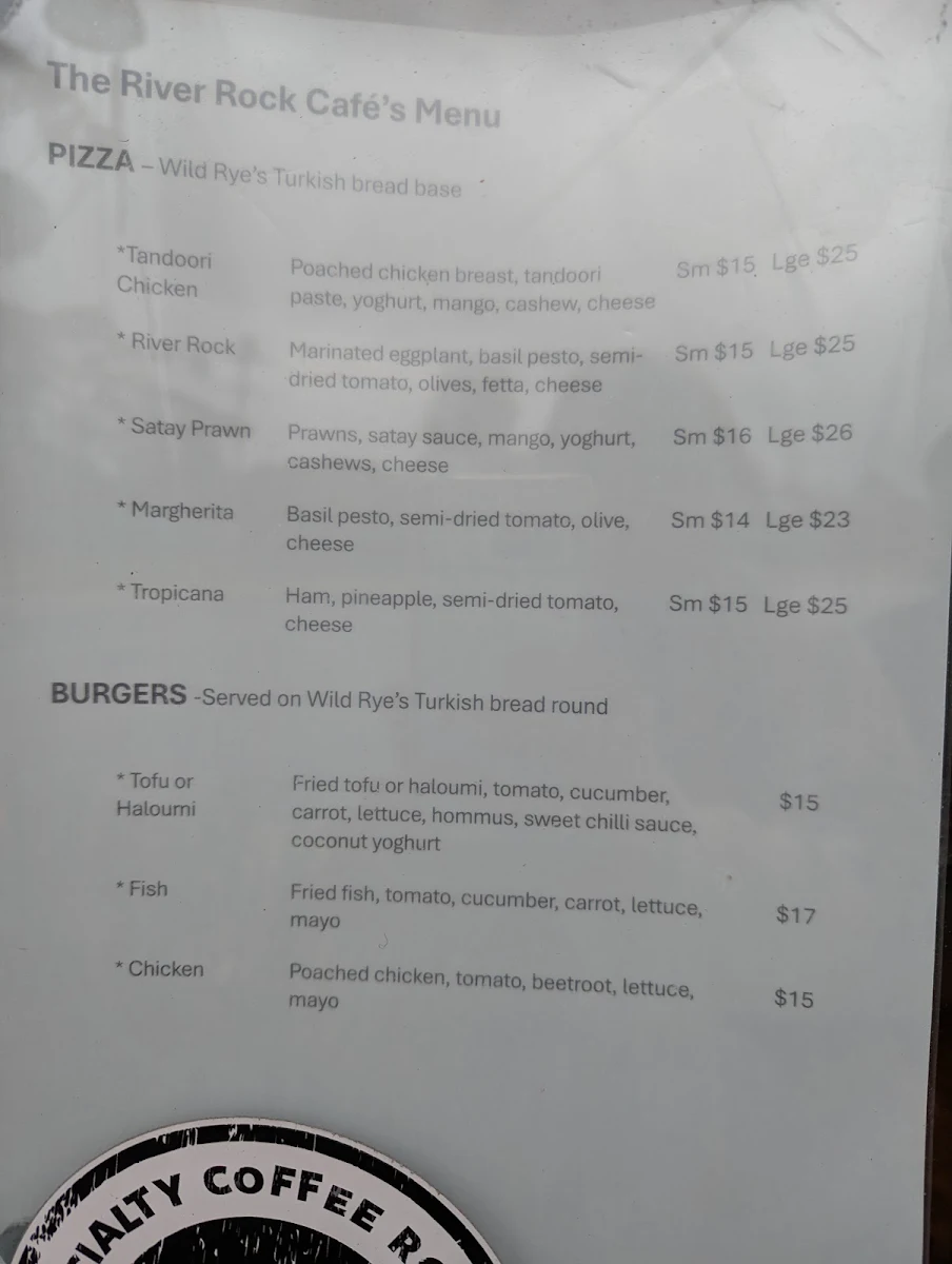 Menu, The River Rock Cafe & THAI / MEX FOOD and LIVE MUSIC, Bermagui, NSW, Australia