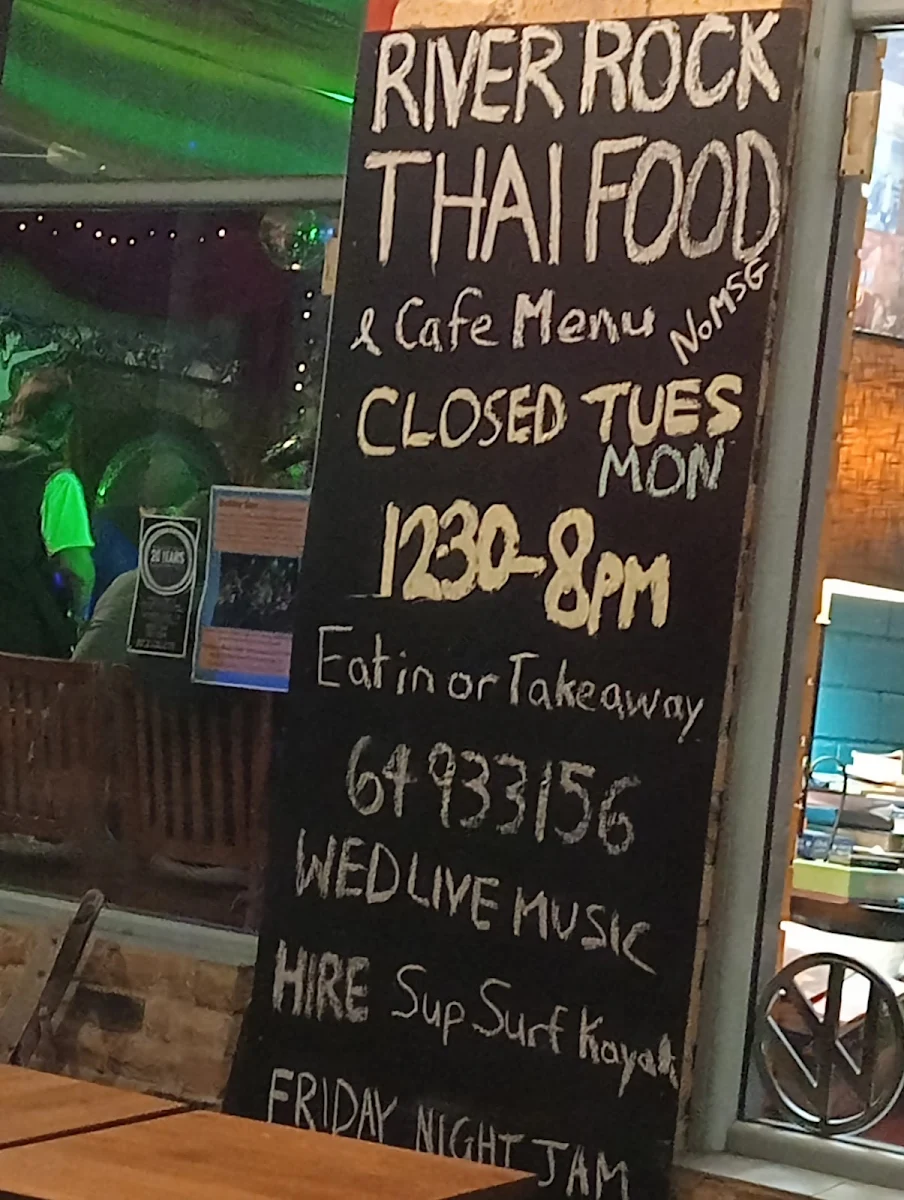 Menu, The River Rock Cafe & THAI / MEX FOOD and LIVE MUSIC, Bermagui, NSW, Australia
