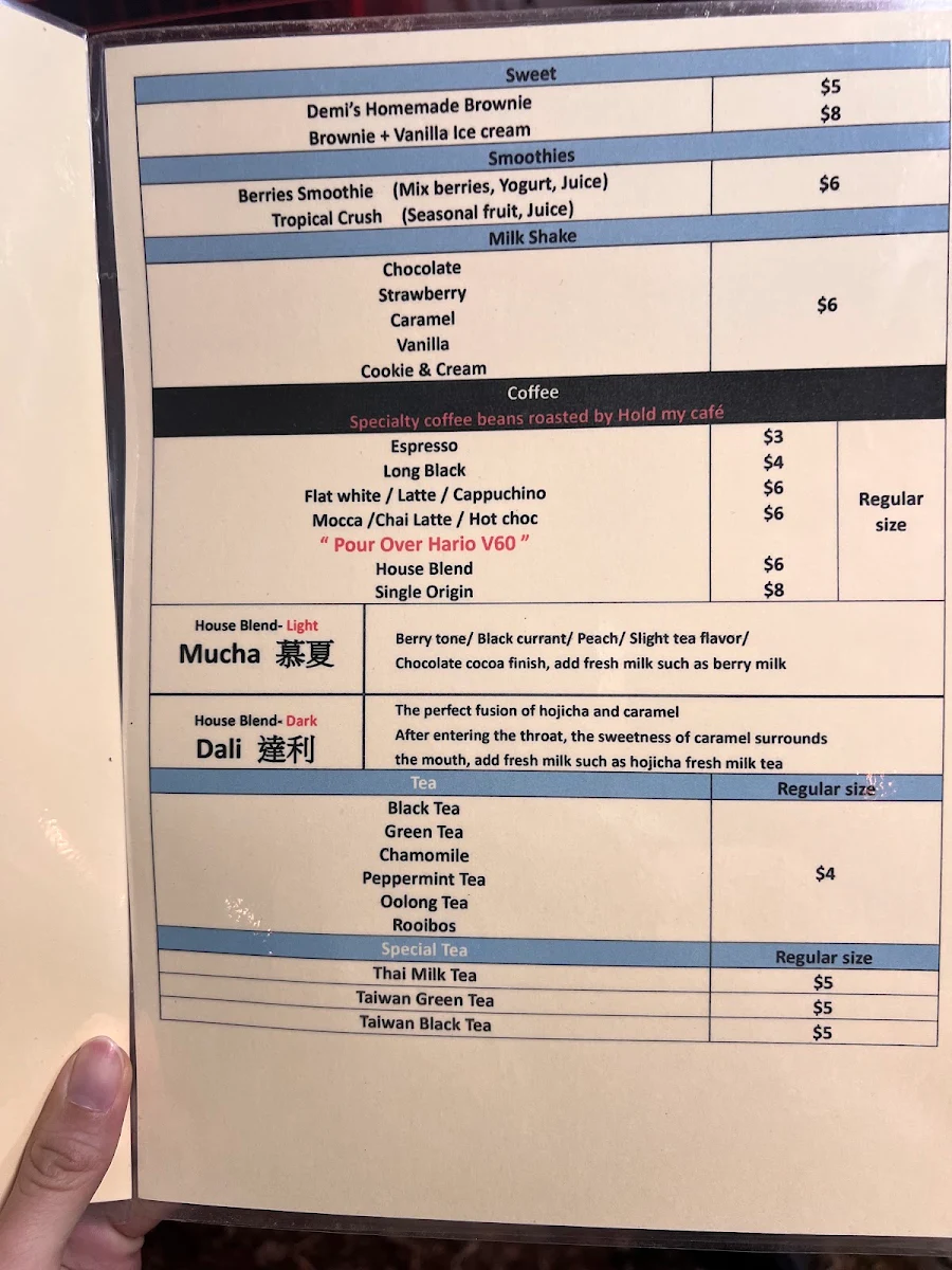 Menu, Demi's Kitchen