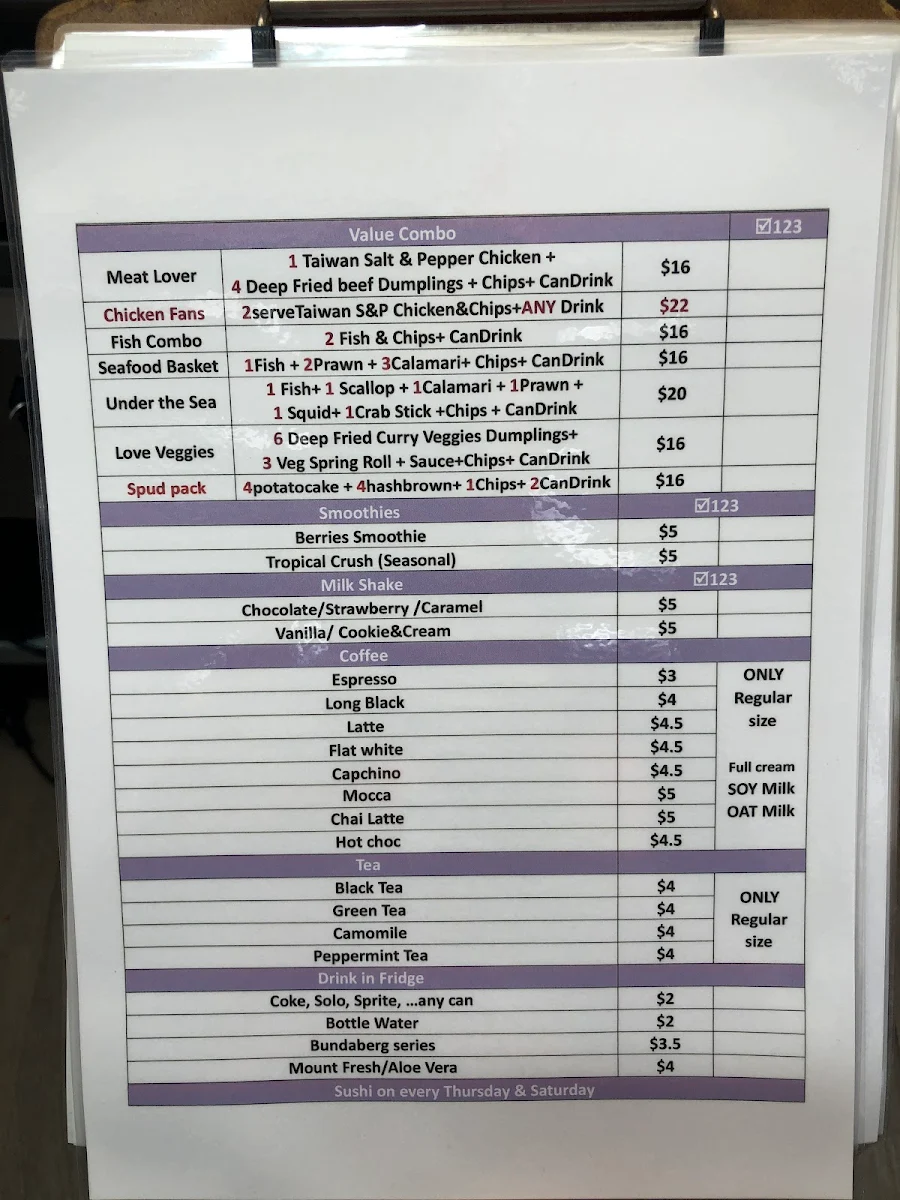 Menu, Demi's Kitchen