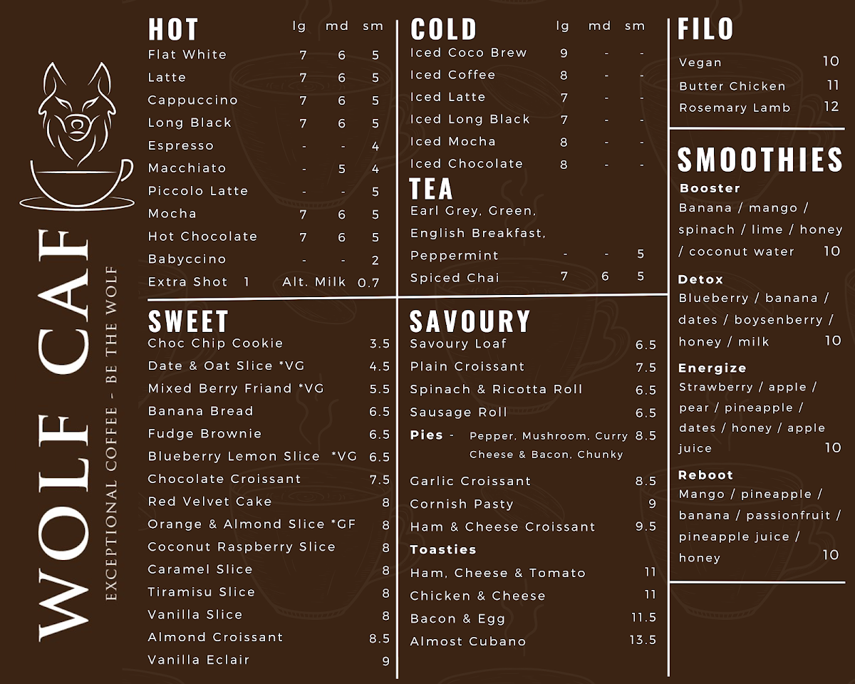 Menu, WOLF Caf