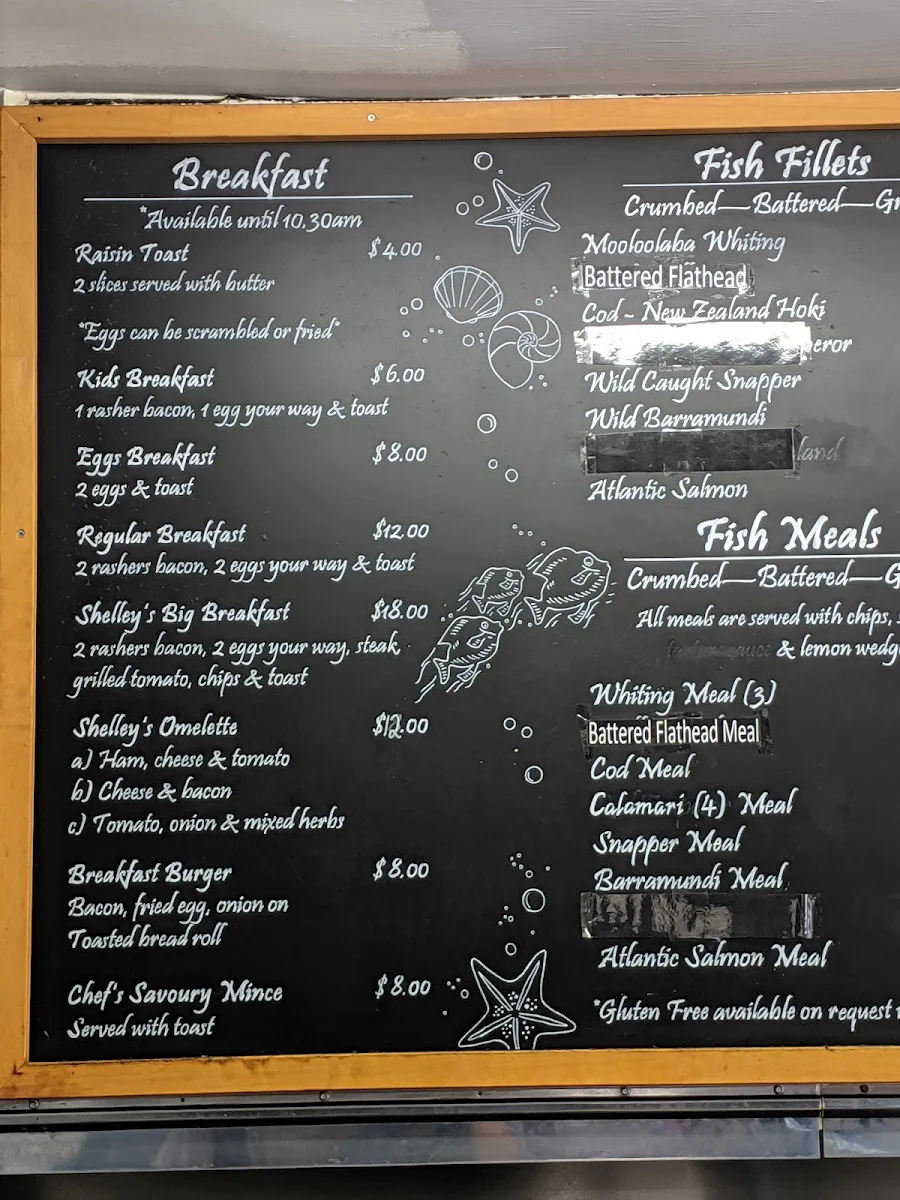 Menu, Shelley Inn