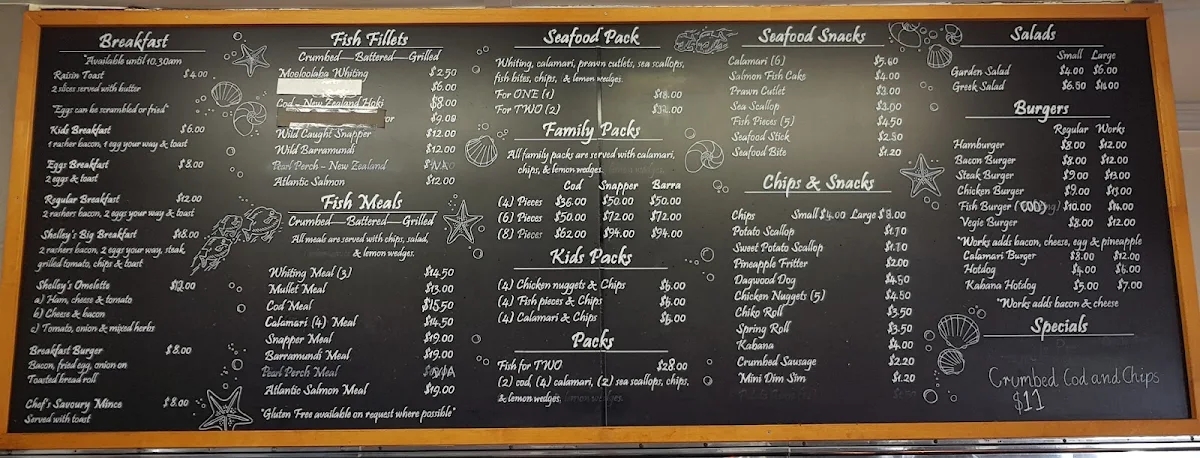 Menu, Shelley Inn