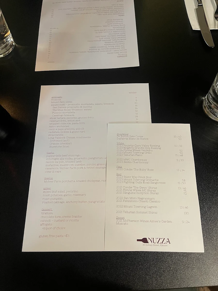 Menu, Nuzza