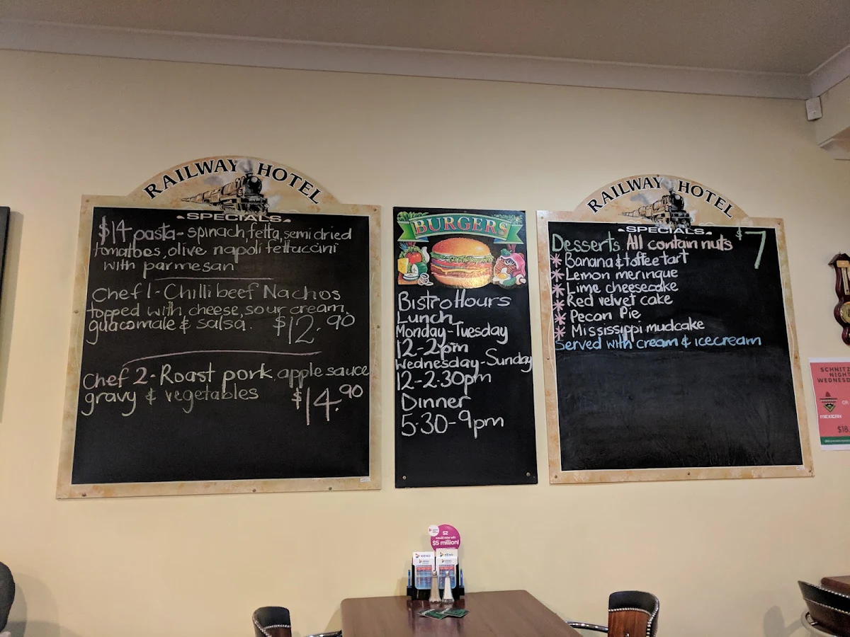 Menu, Brady's Railway Hotel