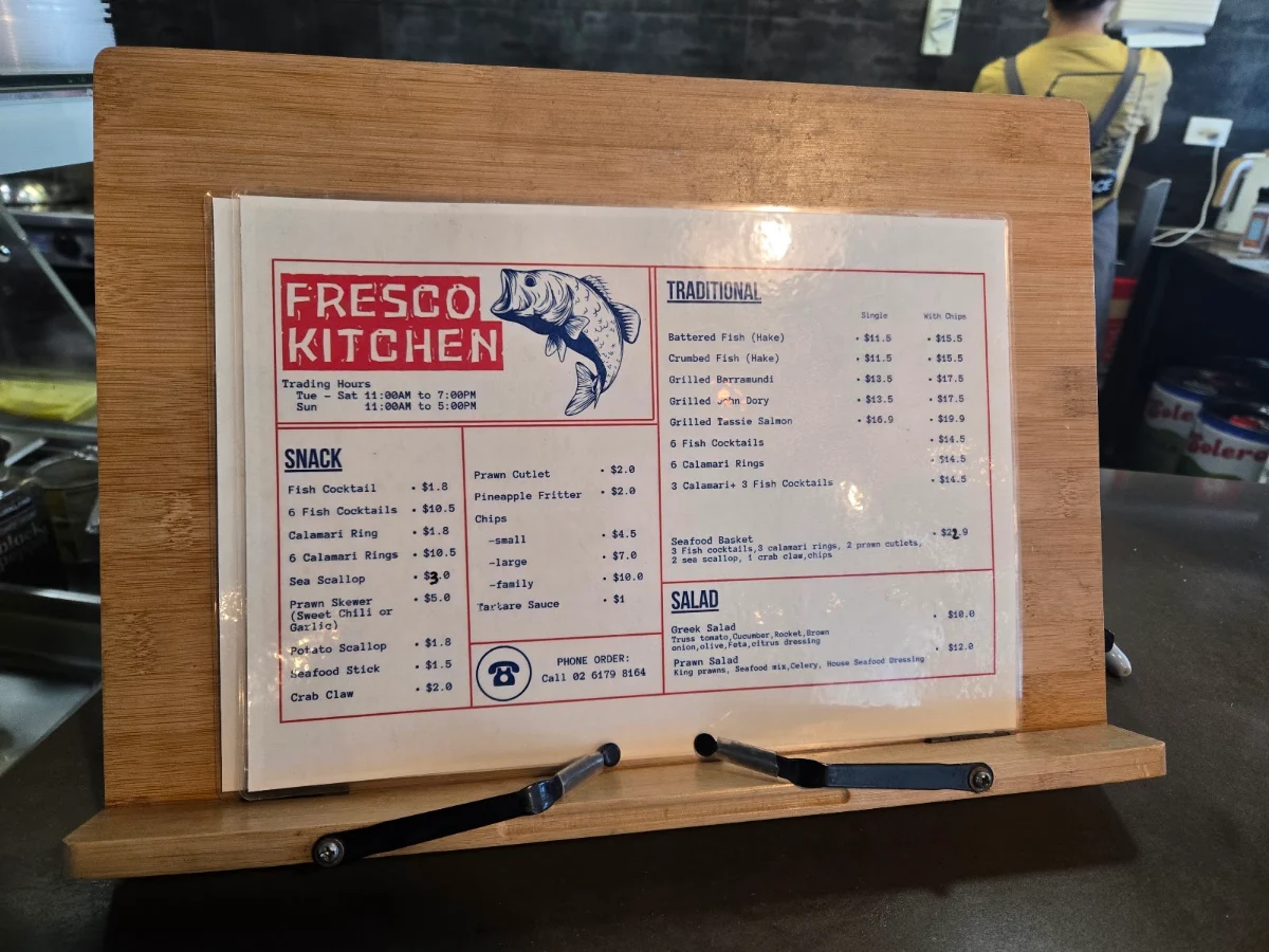 Menu, Fresco Seafood