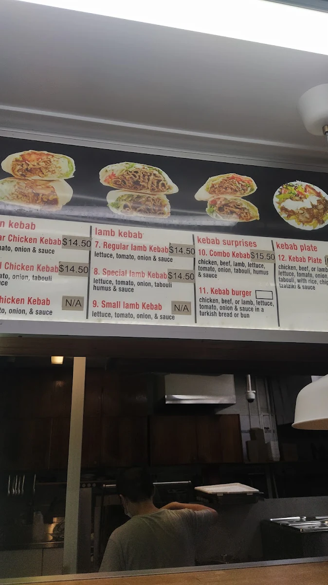 Menu, Istanbul Kebab Bar