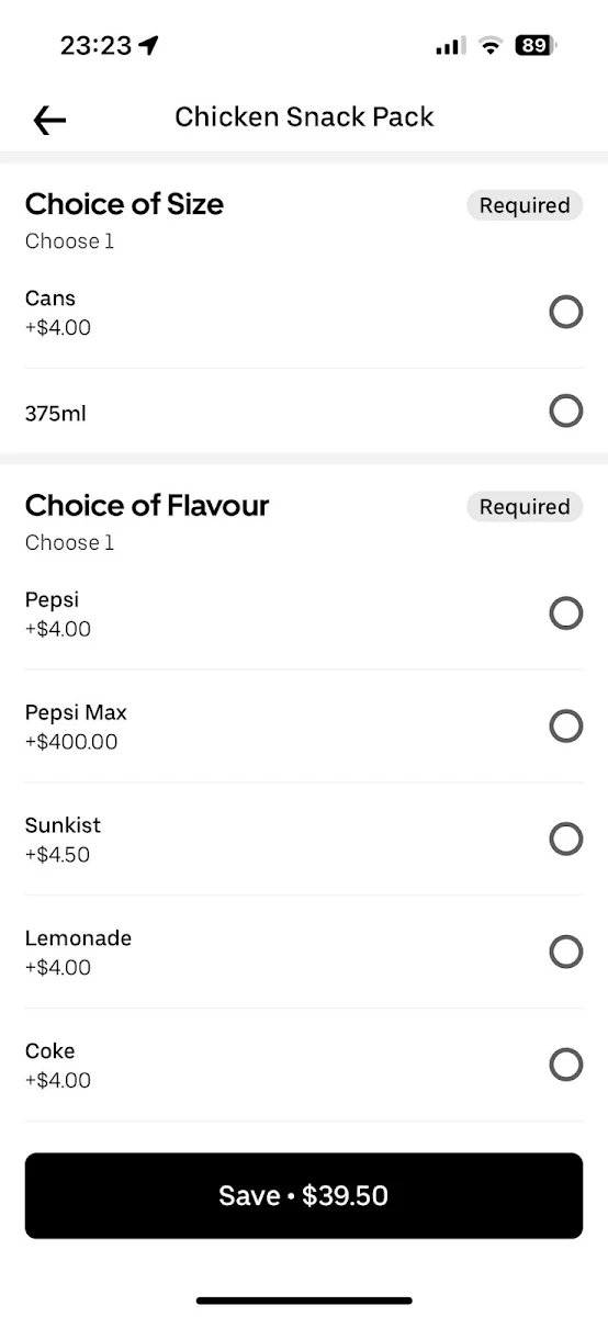 Menu, Istanbul Kebab Bar