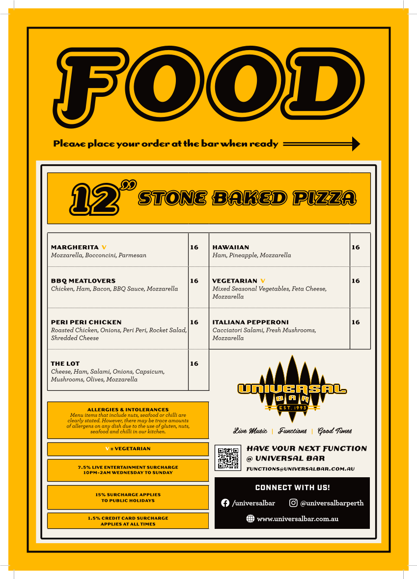 Menu, Universal Bar