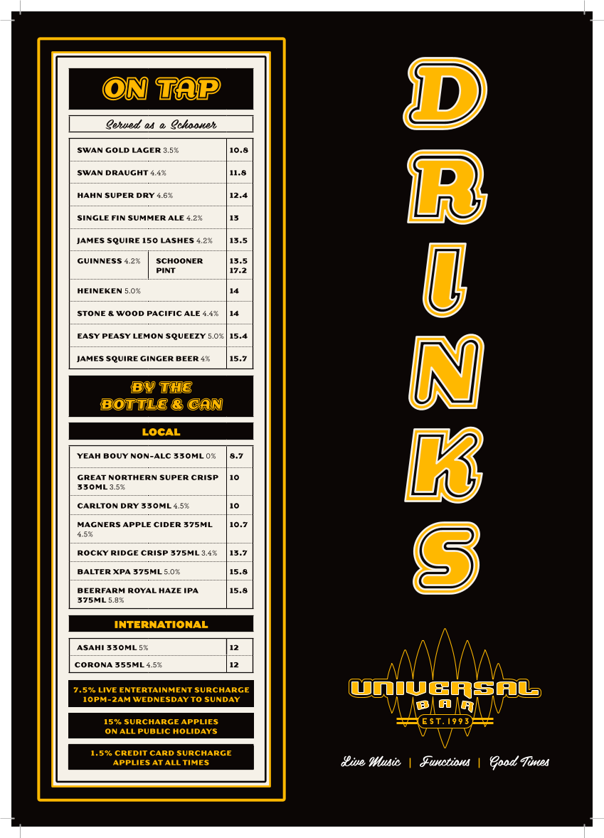 Menu, Universal Bar