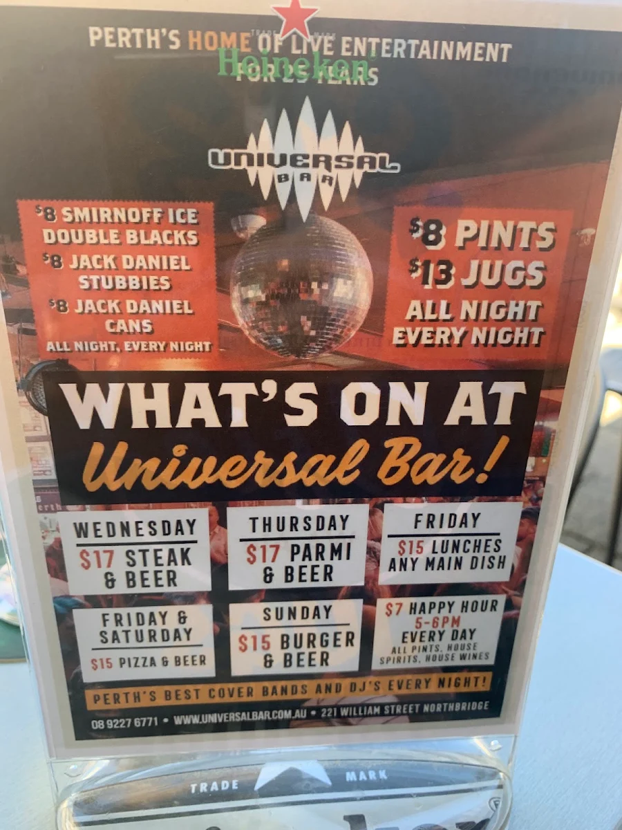 Menu, Universal Bar