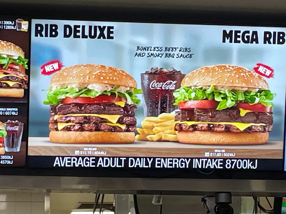 Menu, Hungry Jack's Burgers Tullamarine