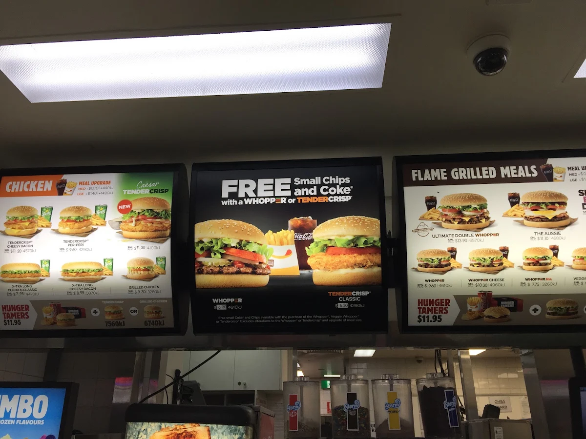 Menu, Hungry Jack's Burgers Tullamarine