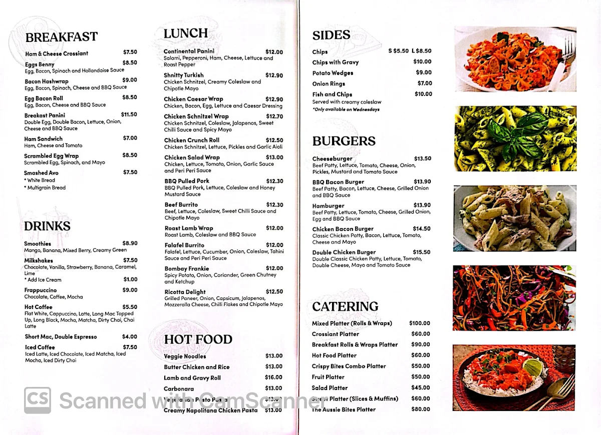 Menu, Essential Lunchbar cafe & Restaurant