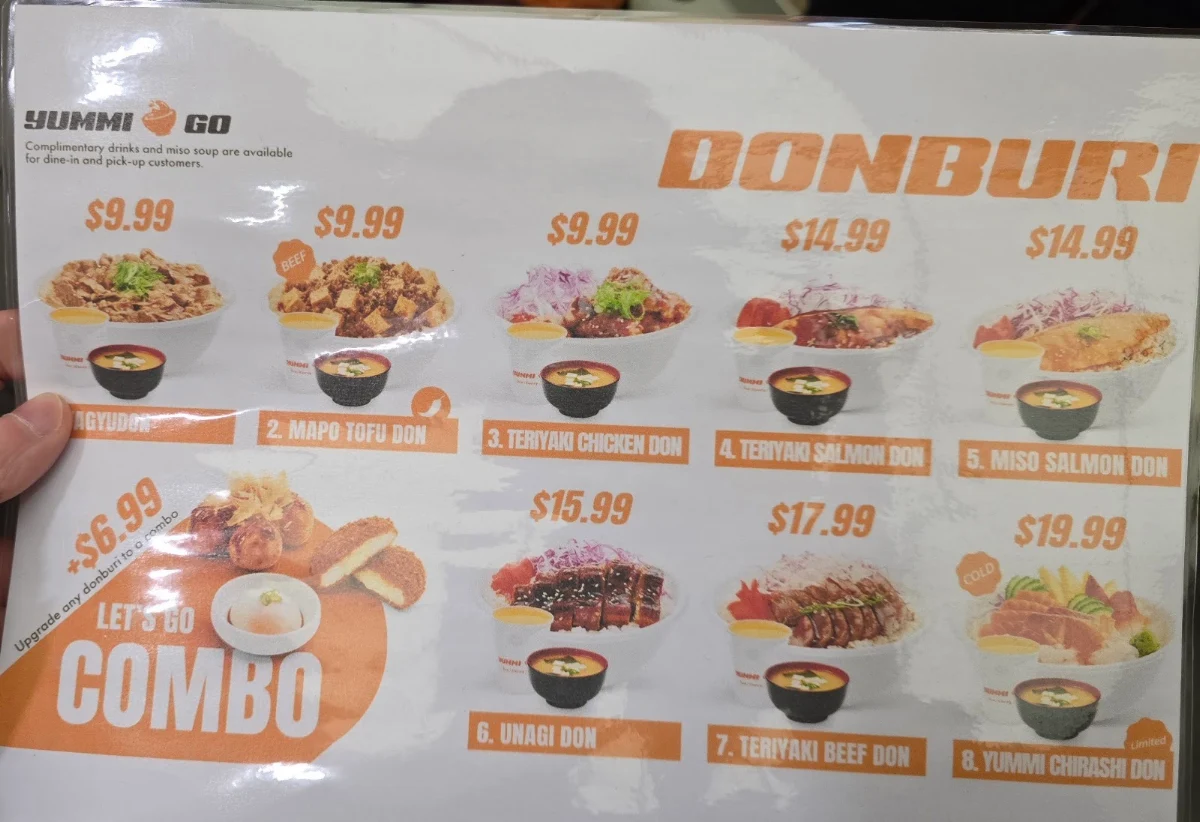 Menu, Yummi Go